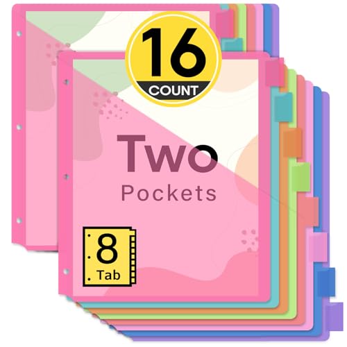 Smart Home Taja 16 Count Dividers for 3 Ring Binder with Two for Daily Use