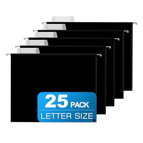 Modern 25 Packs Hanging File Folders,Black Letter Size File Folder,Designed for Kit